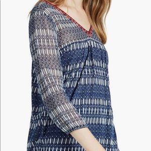 Lucky Brand Printed Woven Mix Top Sz M
